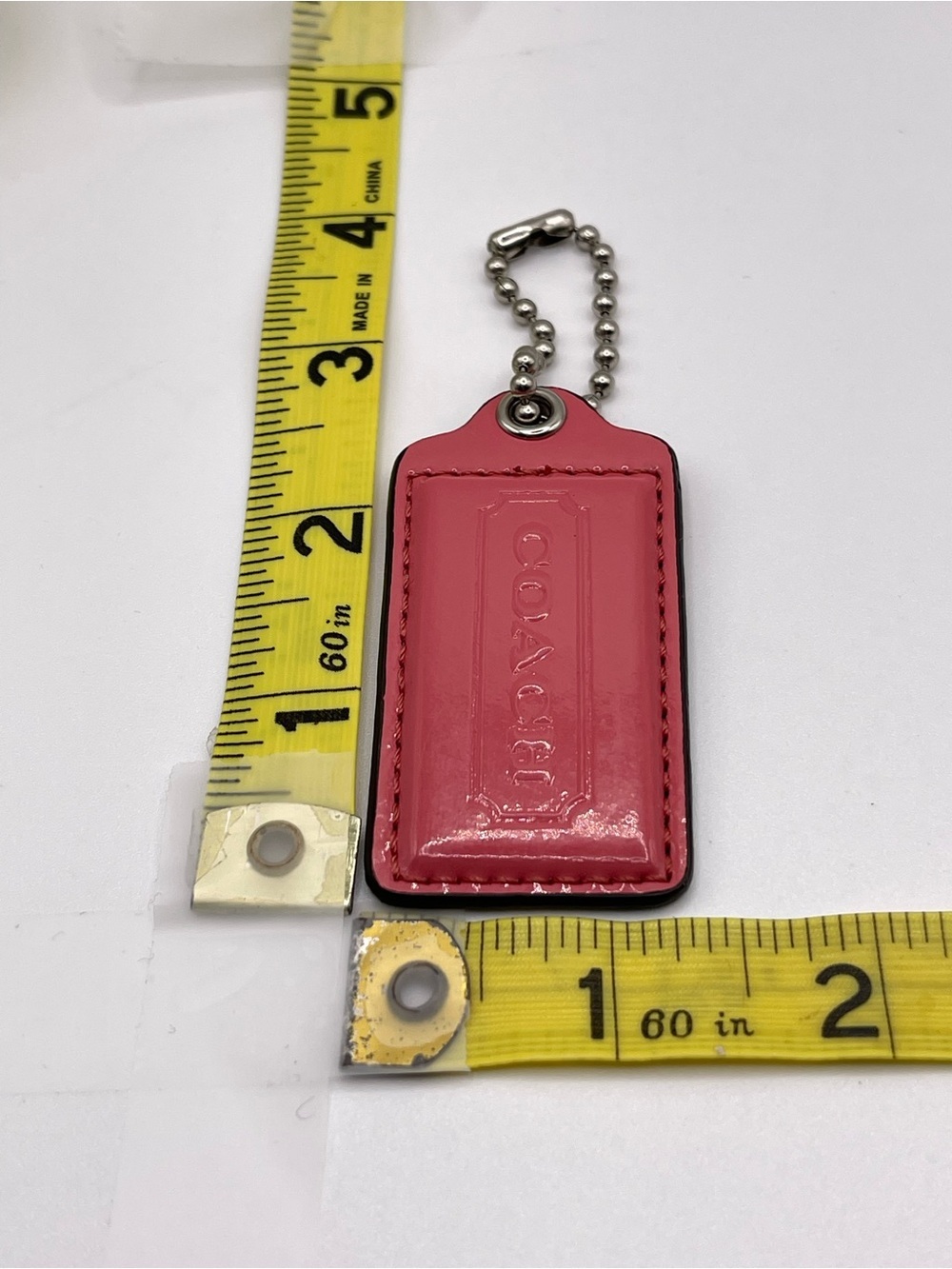 Coach Glossy Pink Patent Leather Hang Tag Charm - Picture 2 of 3